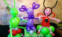 Кузя, Лунтик и Мила из шаров. 